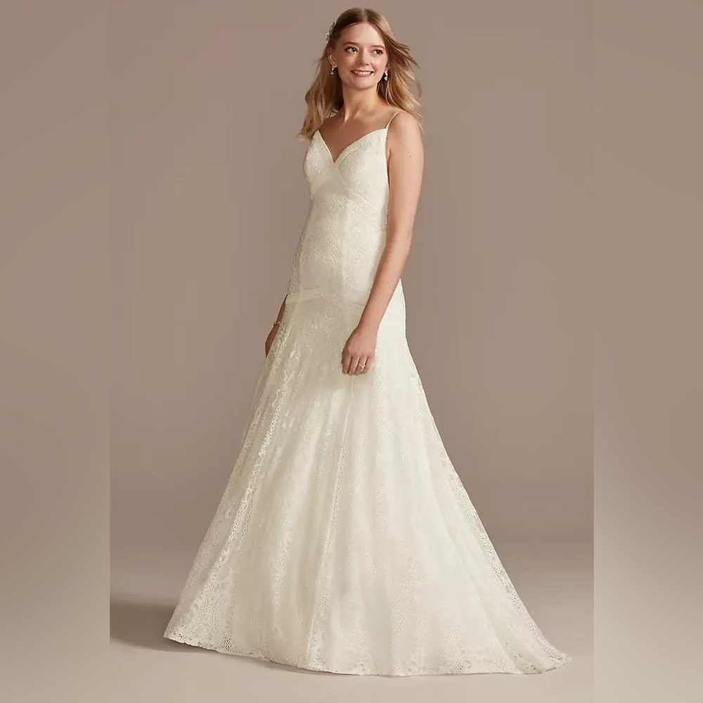 DB studio spaghetti straps Lace ivory Wedding Gown style WG4024 ethereal sz 4